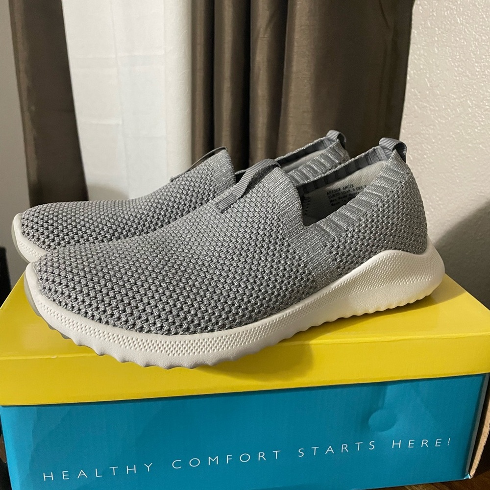 Aetrex Women's Shimmery Grey Slip-On Shoes